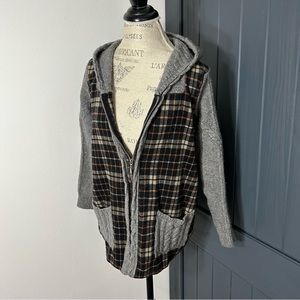 Moth (Anthropologie) Gray Knitted Flannel Sweater